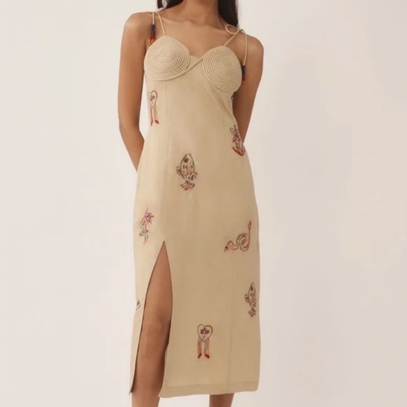 FARM Rio Dresses & Skirts - Farm Rio Surreal Embroidered Linen Blend Dress